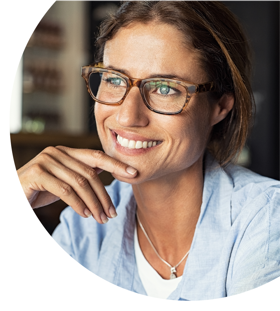 Woman with glasses